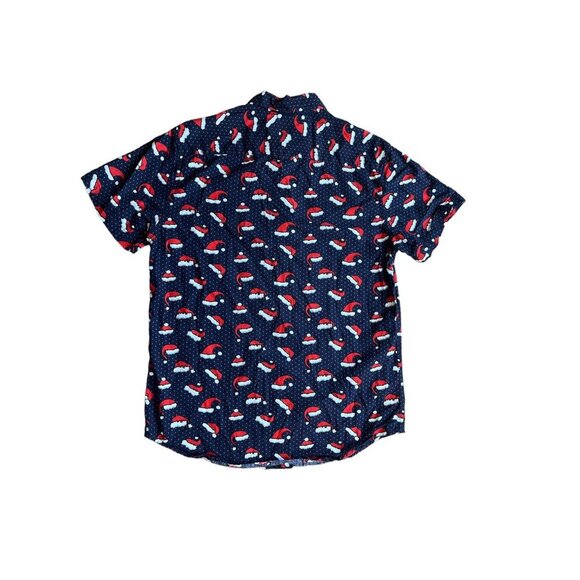 Denim & Flower Men's Santa Hat Short Sleeves Color Navy Blue Size S - Picture 2 of 4